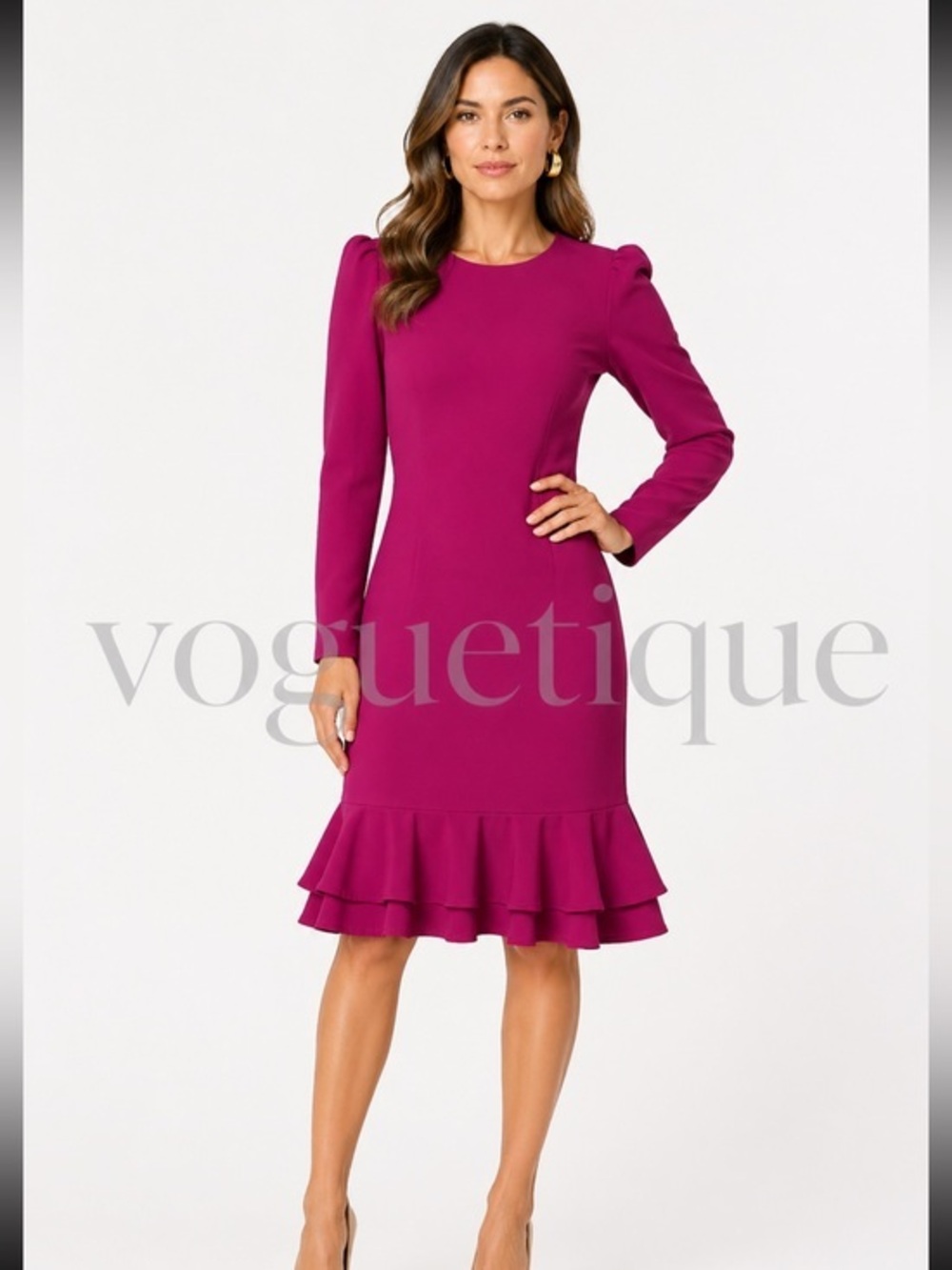 Carolina herrera vintage lords and Taylor wool ruffled dress